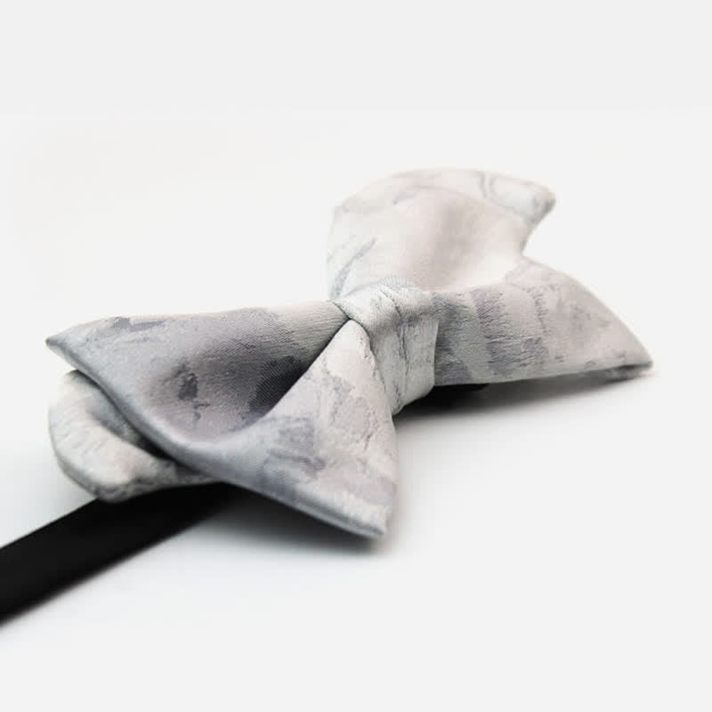 Papillon elegante grigio bianco in pura seta da uomo - image 3