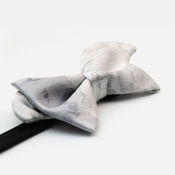 Papillon elegante grigio bianco in pura seta da uomo - image 3