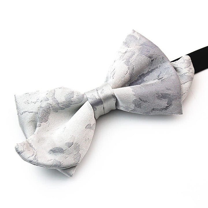 Papillon elegante grigio bianco in pura seta da uomo - image 1