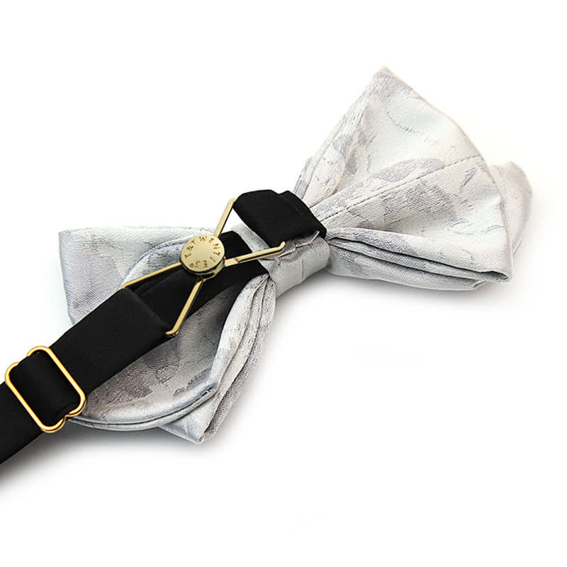 Papillon elegante grigio bianco in pura seta da uomo - image 4