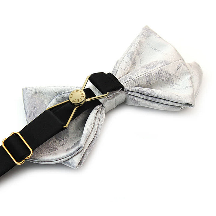 Papillon elegante grigio bianco in pura seta da uomo - image 4