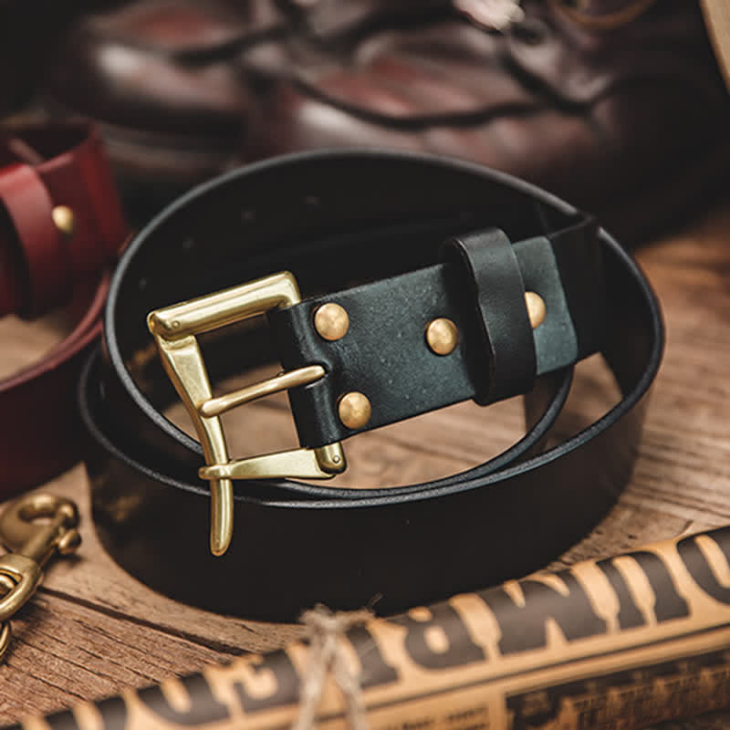 Cintura in pelle con fibbia in ottone di lusso da uomo - image 9
