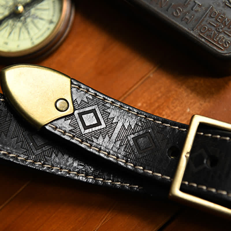 Cintura in pelle con motivo geometrico western da uomo - image 17