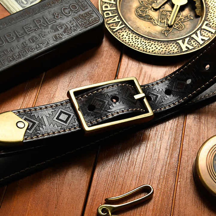 Cintura in pelle con motivo geometrico western da uomo - image 14