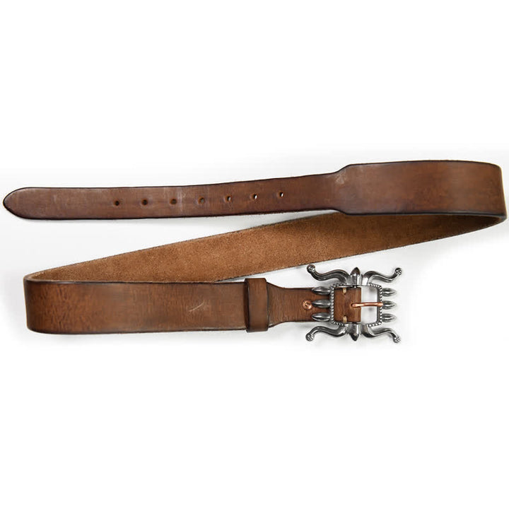 Cintura in pelle con fibbia a forma di polpo, alla moda e punk da uomo - Marrone - 40 - image 2