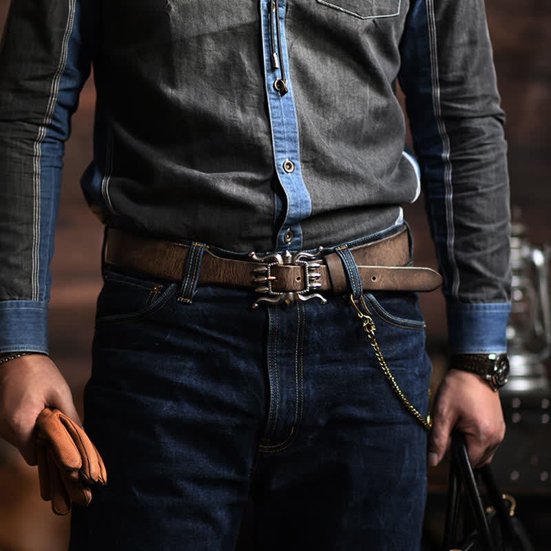 Cintura in pelle con fibbia a forma di polpo, alla moda e punk da uomo - image 9
