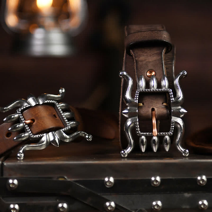 Cintura in pelle con fibbia a forma di polpo, alla moda e punk da uomo - image 1