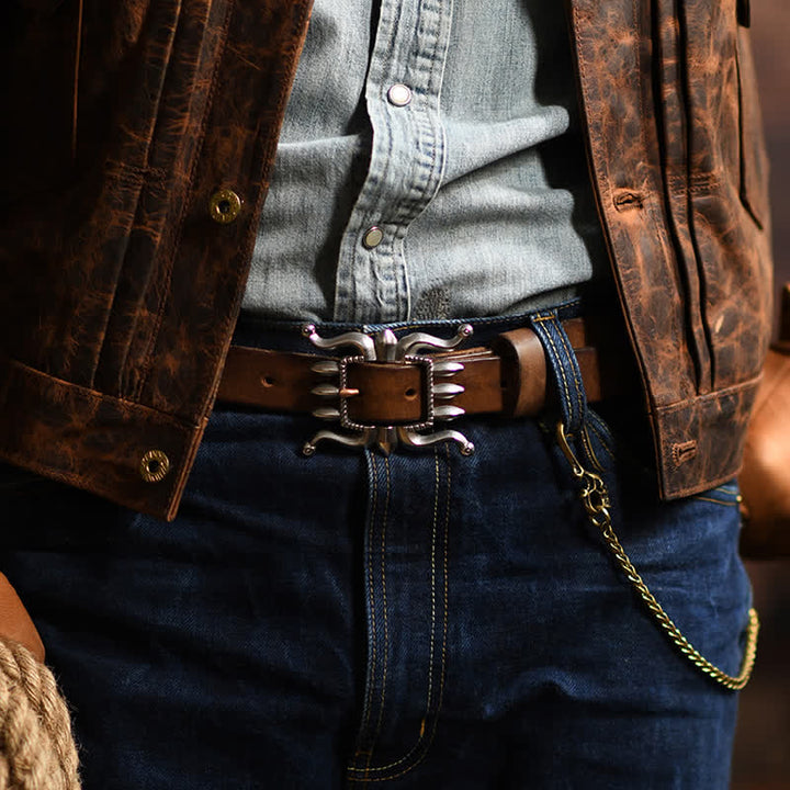 Cintura in pelle con fibbia a forma di polpo, alla moda e punk da uomo - image 0