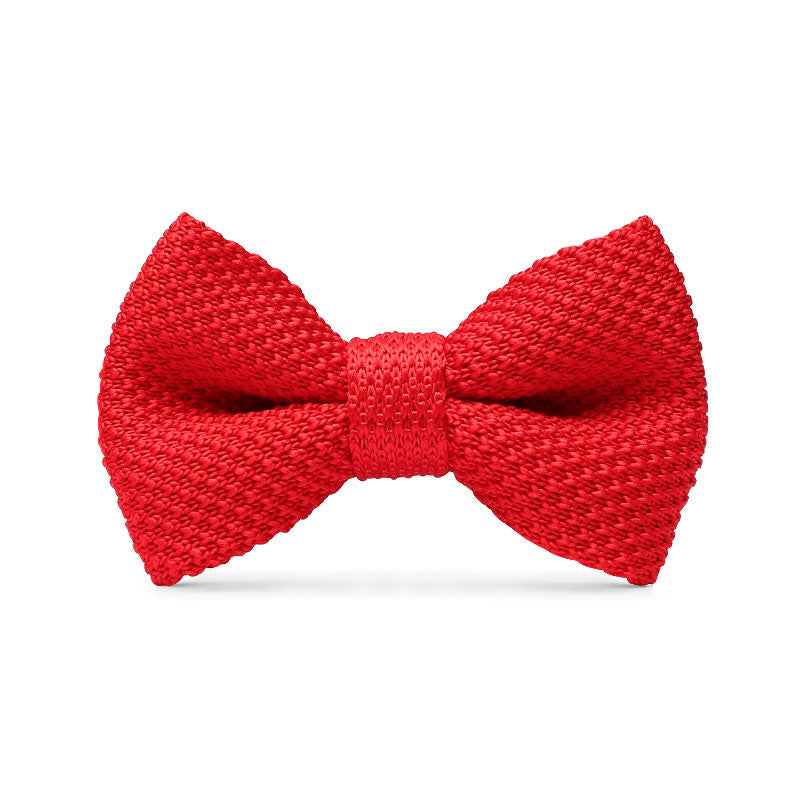 Papillon da sposo semplice in maglia tinta unita da uomo - Rosso - image 9
