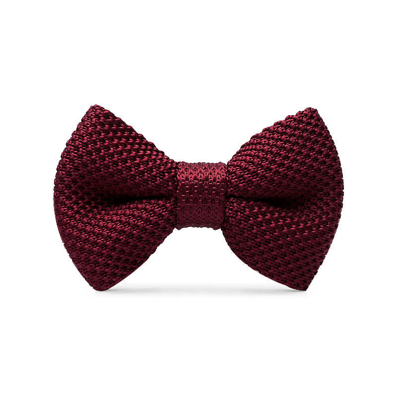 Papillon da sposo semplice in maglia tinta unita da uomo - Borgogna - image 0