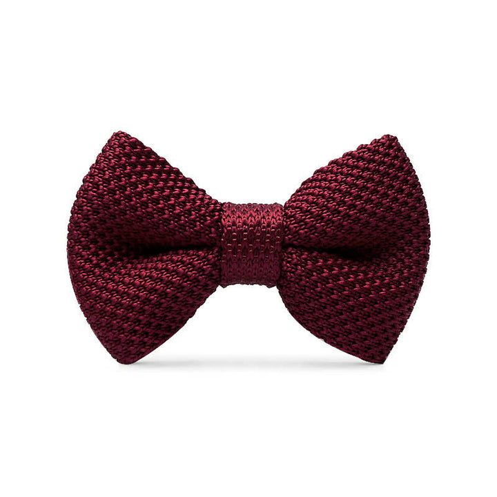 Papillon da sposo semplice in maglia tinta unita da uomo - Borgogna - image 0