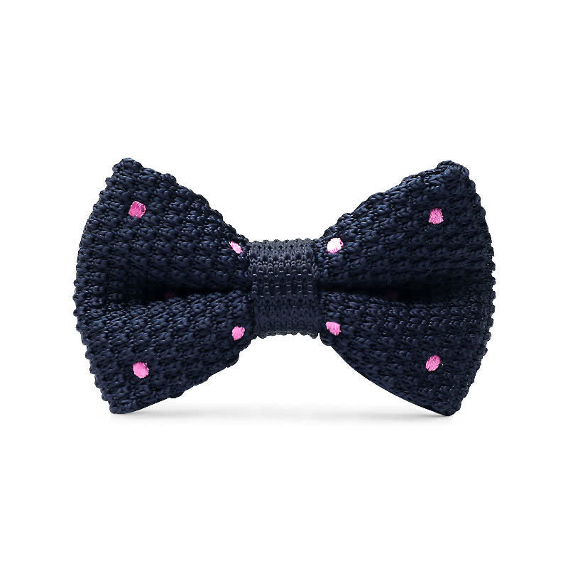 Papillon da sposo semplice in maglia tinta unita da uomo - Nacy e pois rosa - image 10