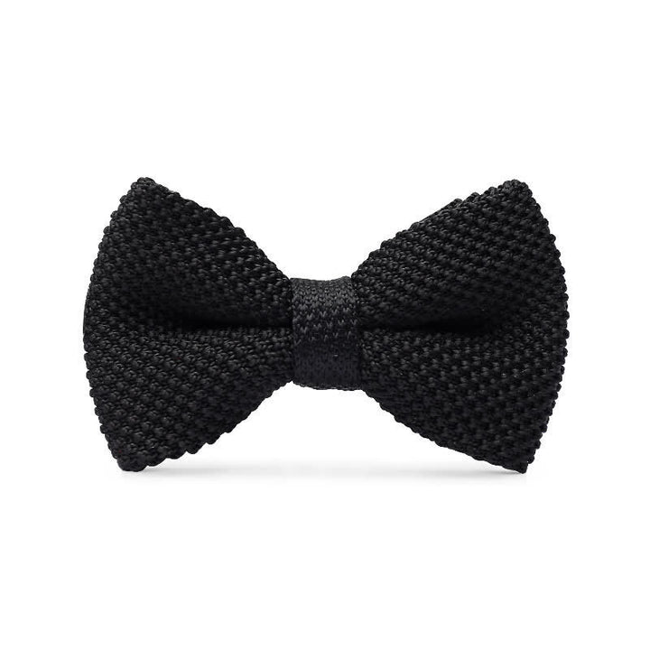 Papillon da sposo semplice in maglia tinta unita da uomo - Nero - image 4