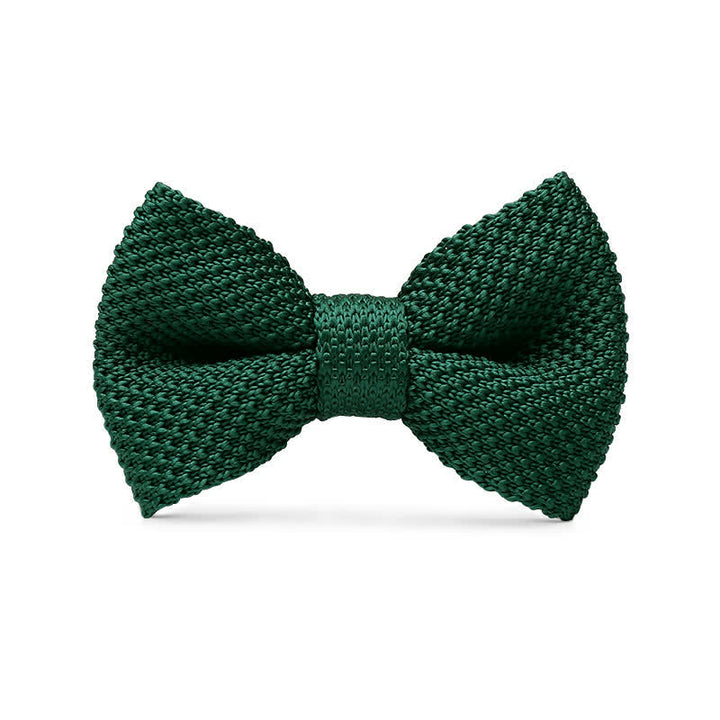 Papillon da sposo semplice in maglia tinta unita da uomo - Verde scuro - image 6