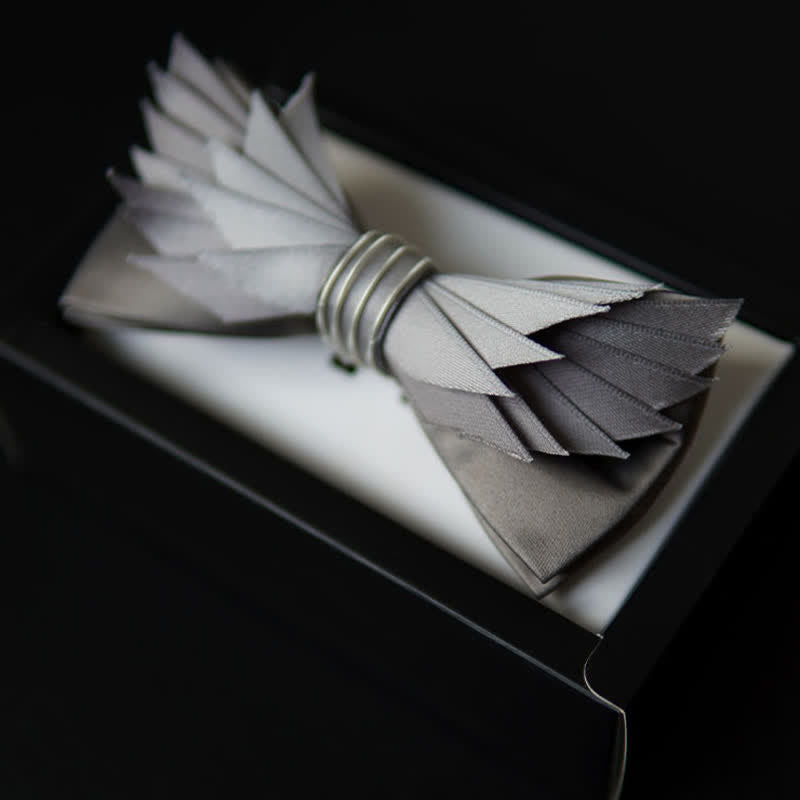 Papillon da uomo a forma di ali realistiche in argento e grigio - Argento e grigio - image 0
