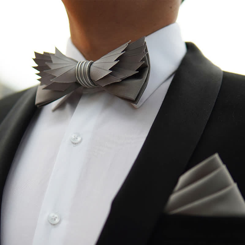 Papillon da uomo a forma di ali realistiche in argento e grigio - image 5