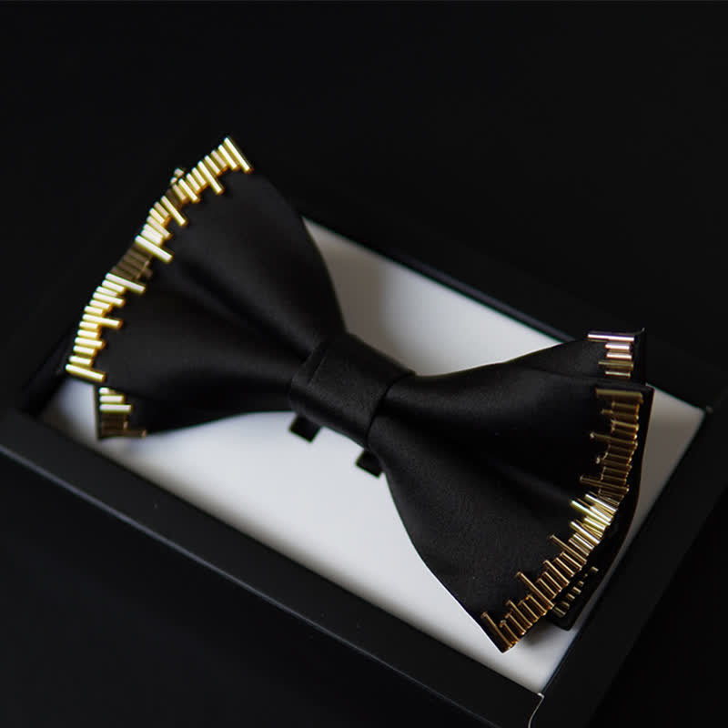 Papillon di lusso da uomo con luce dorata abbagliante - Nero - image 0