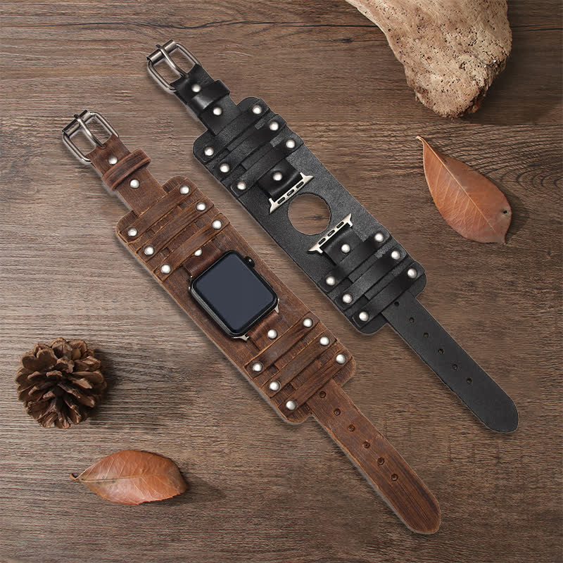 Cinturino per orologio in vera pelle con cinturino largo punk - image 0