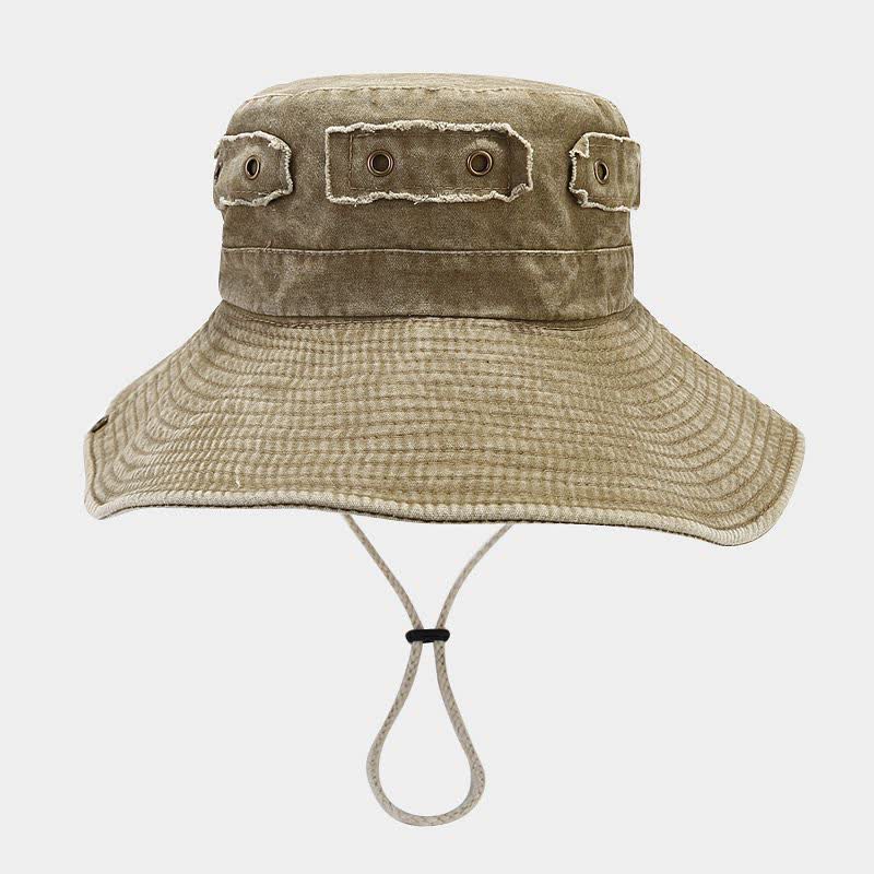 Cappello da pescatore unisex con toppa in denim e protezione solare - image 6