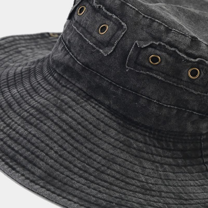Cappello da pescatore unisex con toppa in denim e protezione solare - image 4