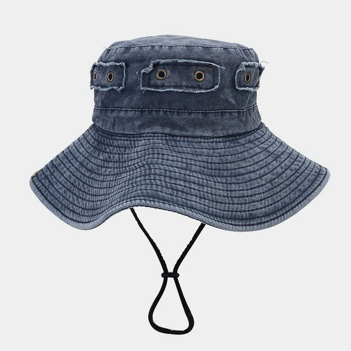 Cappello da pescatore unisex con toppa in denim e protezione solare - image 8