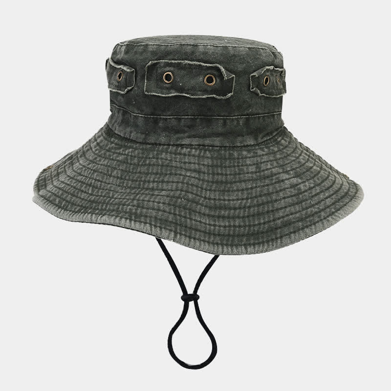 Cappello da pescatore unisex con toppa in denim e protezione solare - image 12