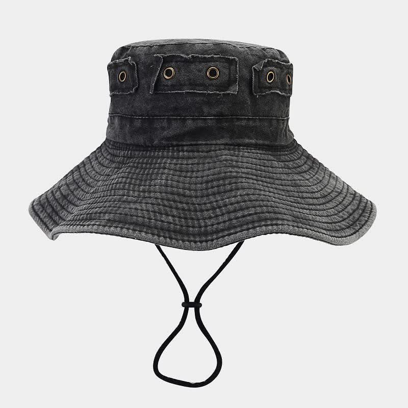 Cappello da pescatore unisex con toppa in denim e protezione solare - image 1