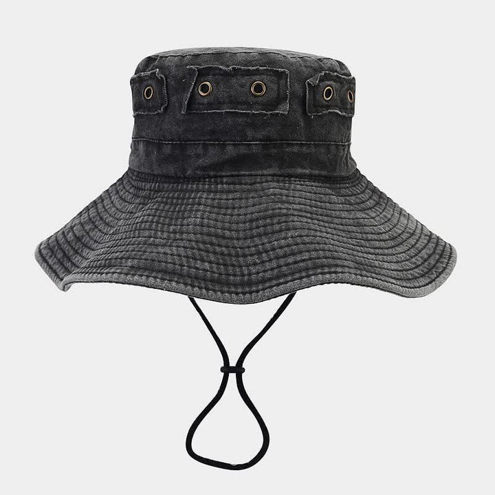 Cappello da pescatore unisex con toppa in denim e protezione solare - image 1
