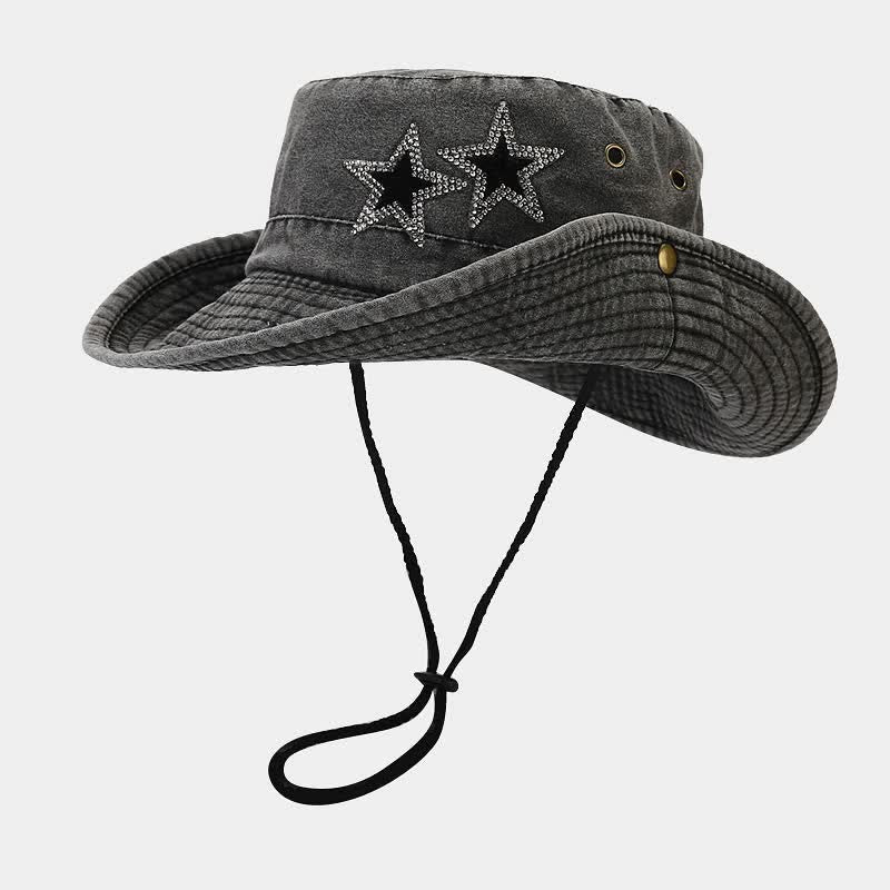 Cappello da cowboy unisex con stella e strass - Nero - Misura M (22"-22 7/8") - image 10