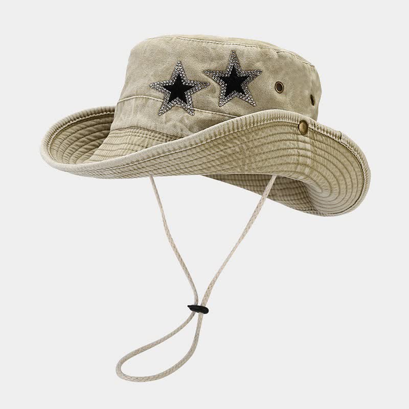 Cappello da cowboy unisex con stella e strass - Cachi - Misura M (22"-22 7/8") - image 4
