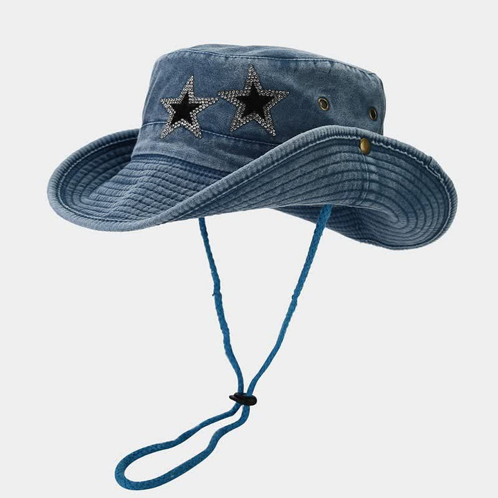 Cappello da cowboy unisex con stella e strass - image 3