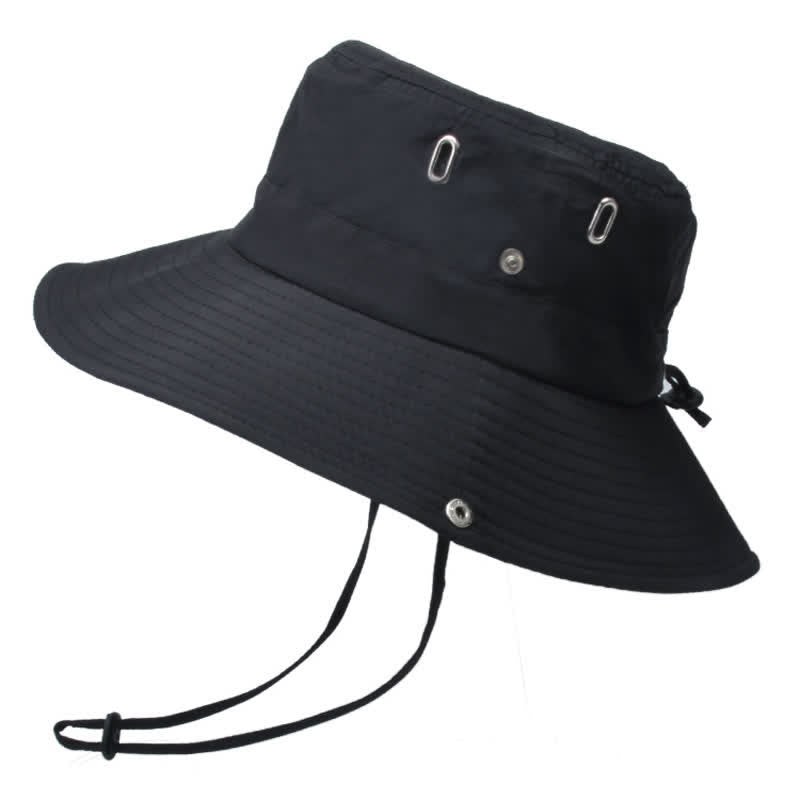 Cappello da pescatore da alpinismo con tesa larga e parasole da uomo - Nero - Misura M (22"-22 7/8") - image 2