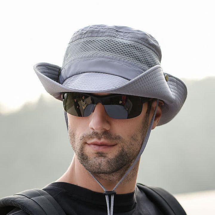 Cappello da pescatore a tesa larga in rete traspirante da uomo per esterni - image 3