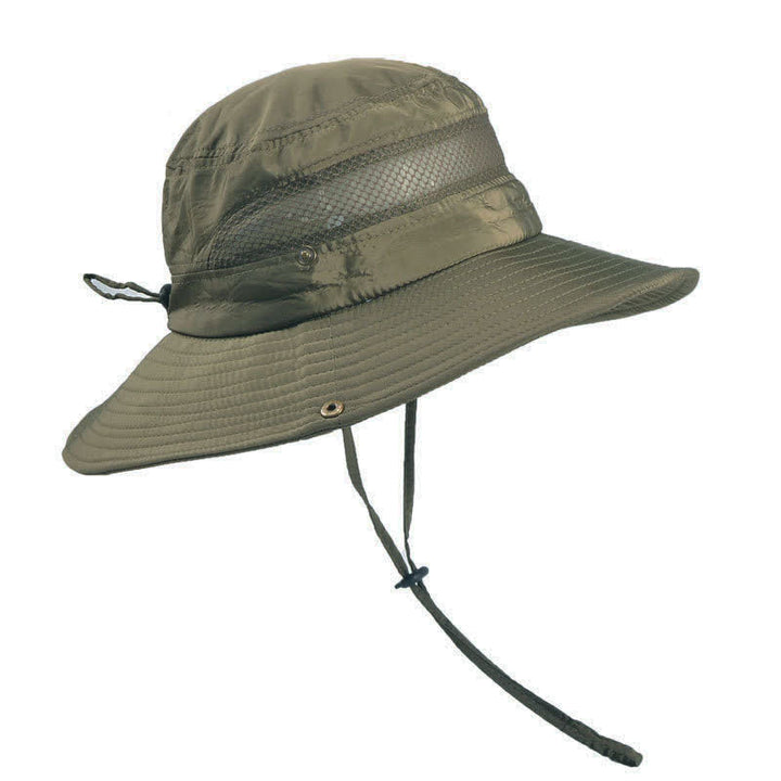 Cappello da pescatore a tesa larga in rete traspirante da uomo per esterni - Verde militare - Misura M (22"-22 7/8") - image 6