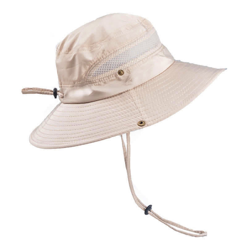 Cappello da pescatore a tesa larga in rete traspirante da uomo per esterni - Beige - Misura M (22"-22 7/8") - image 4