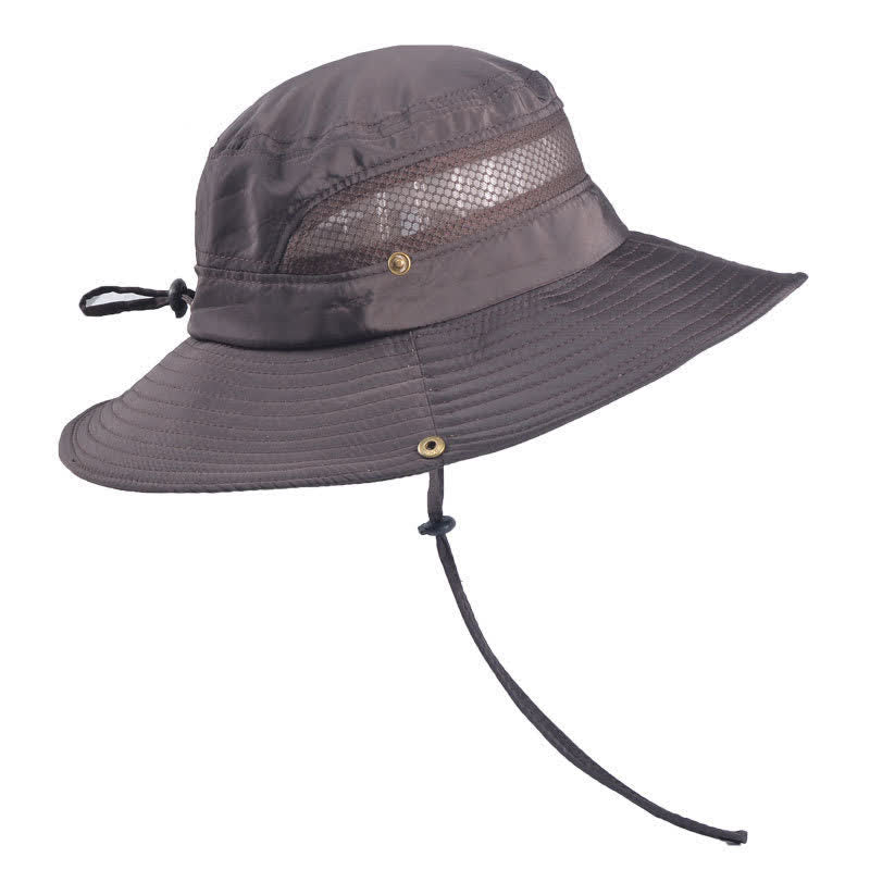 Cappello da pescatore a tesa larga in rete traspirante da uomo per esterni - Caffè - Misura M (22"-22 7/8") - image 1