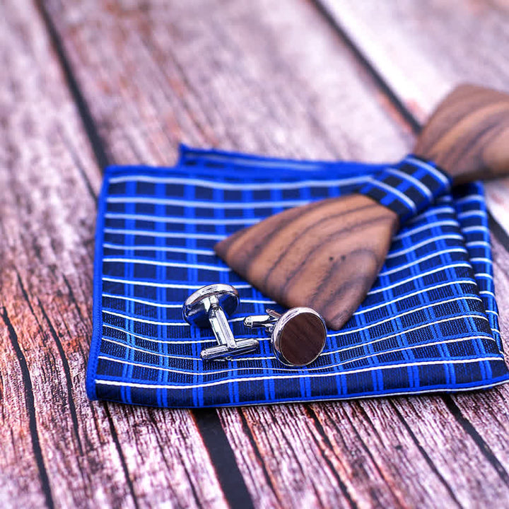 Set di 3 papillon in legno di noce nero alla moda da uomo - image 7