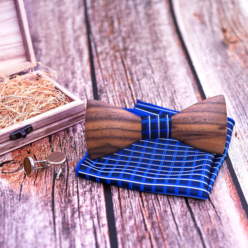 Set di 3 papillon in legno di noce nero alla moda da uomo - image 6