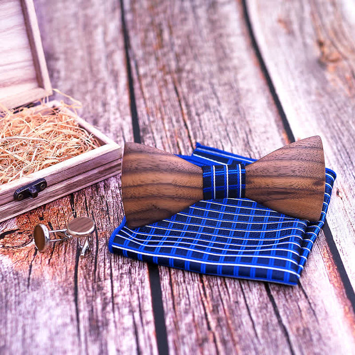 Set di 3 papillon in legno di noce nero alla moda da uomo - image 6