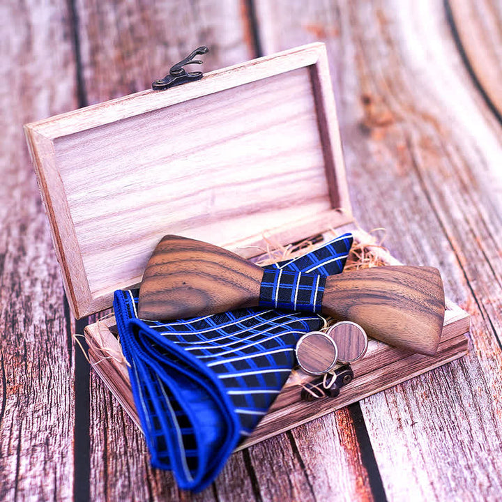 Set di 3 papillon in legno di noce nero alla moda da uomo - image 4