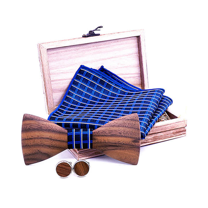 Set di 3 papillon in legno di noce nero alla moda da uomo - image 3