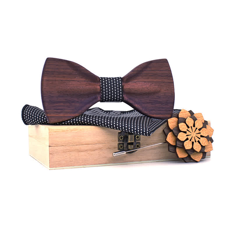 Set di 3 papillon decorativi in legno naturale da uomo - Nero - image 13