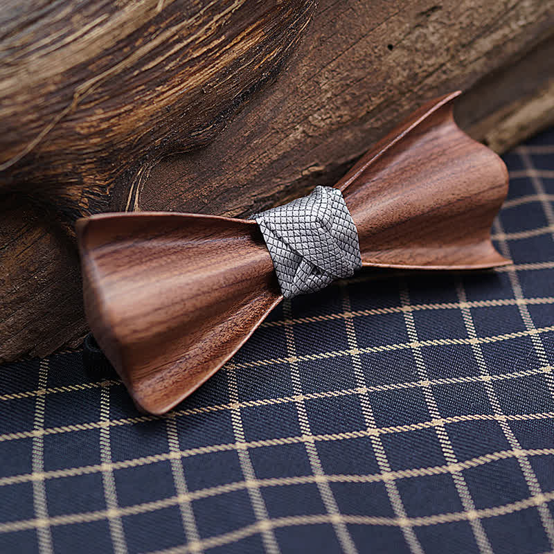 Set di 2 papillon in legno di noce nero con design 3D da uomo - image 5