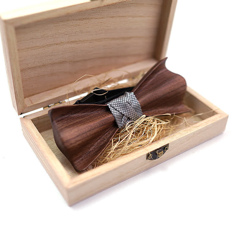 Set di 2 papillon in legno di noce nero con design 3D da uomo - image 7