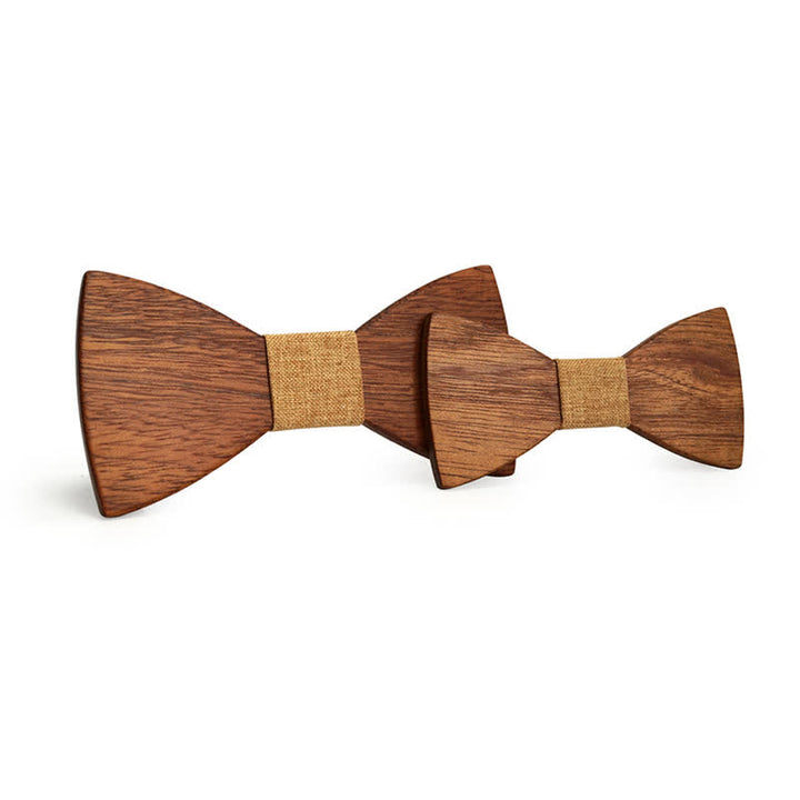 Set di 2 papillon in legno massello naturale per genitori e figli da uomo - Verga d'oro - image 12