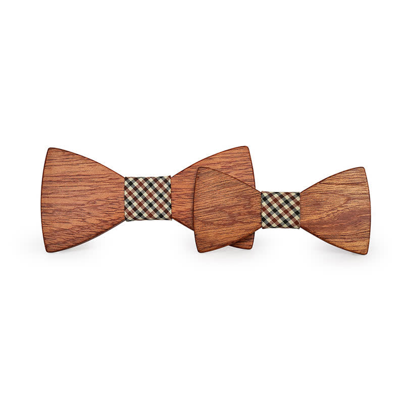 Set di 2 papillon in legno massello naturale per genitori e figli da uomo - image 0