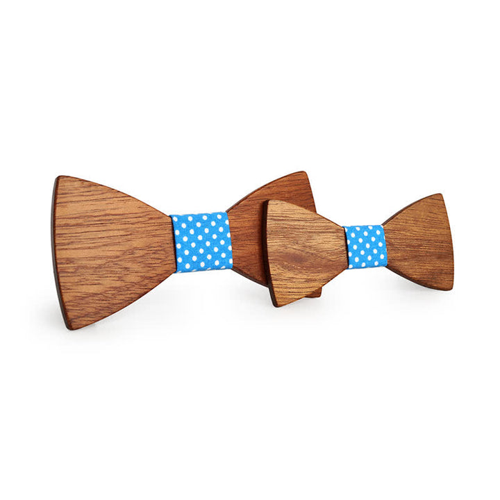 Set di 2 papillon in legno massello naturale per genitori e figli da uomo - Azzurro cielo - image 7