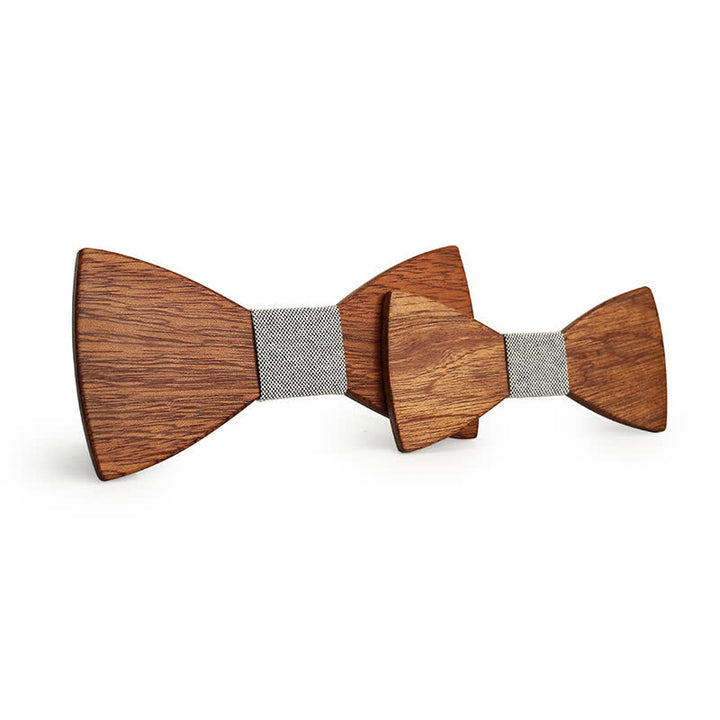 Set di 2 papillon in legno massello naturale per genitori e figli da uomo - Grigio - image 9