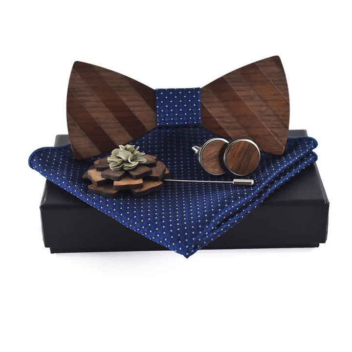 Set di 4 papillon in legno con motivo a righe formali da uomo - Marina Militare - image 0