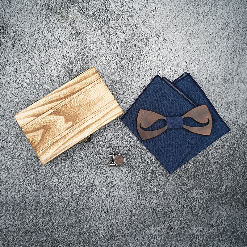 Set di 3 papillon in legno con baffi cavi divertenti da uomo - image 1